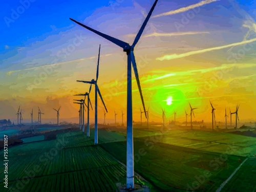 Beautiful Wind Turbines With Sunset In Thailand wind turbines in the Oiz Eolic Park 