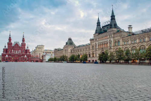 Red square, Historical Museum and State general store in Moscow, Russia