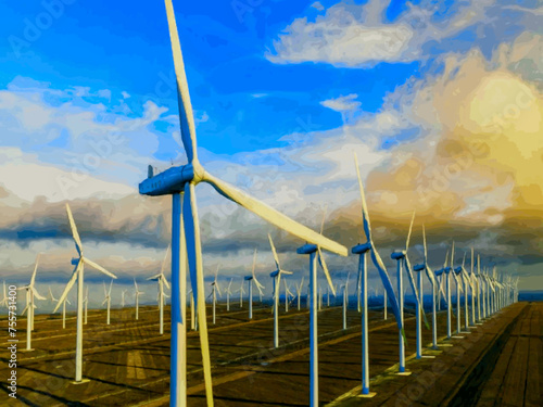 Beautiful Wind Turbines With Sunset In Thailand wind turbines in the Oiz Eolic Park 