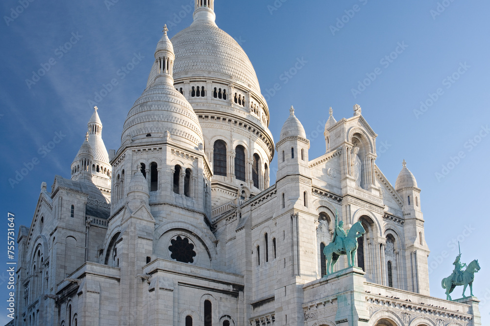 Frankreich, Paris, Ile de France, Butte-Monmartre, Monmartre, Sacre Coeur, Wahlfahrtskirche, Statue, Jeanne d'Arc, Saint Louis