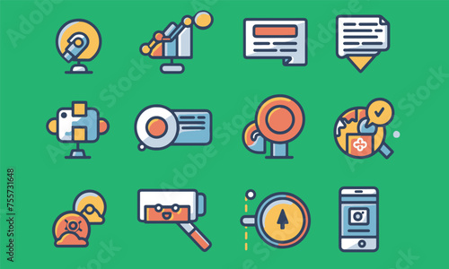 business and finance icon vector bundle set 