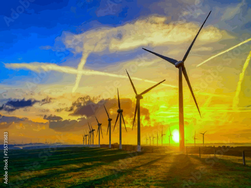 Beautiful Wind Turbines With Sunset In Thailand wind turbines in the Oiz Eolic Park 