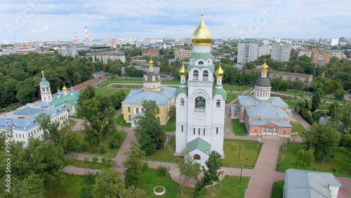 Photography Cityscape with historical and architectural complex Rogozhskaya Sloboda at summer sunny day