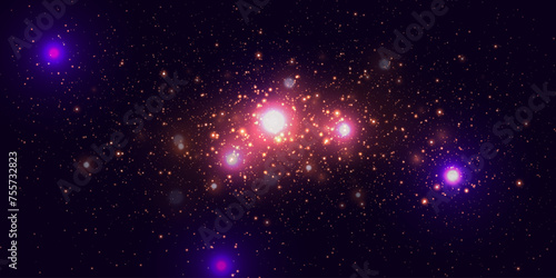 Abstract magic background. Magic of light and flash of particles. Explosion of glare and stars. Vector EPS10
