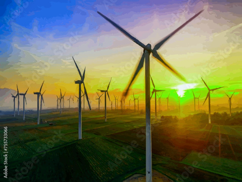 Beautiful Wind Turbines With Sunset In Thailand wind turbines in the Oiz Eolic Park 