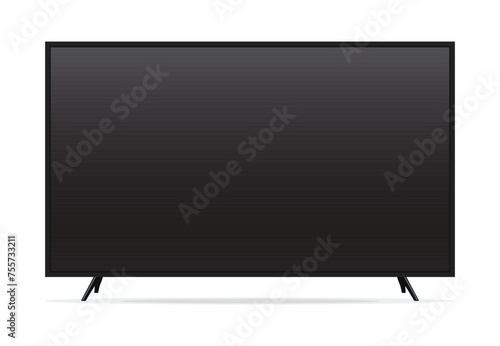 TV flat screen lcd, plasma, tv mock up. black blank HD monitor mockup. Modern video panel black flatscreen.Isolated on white background. Widescreen show your business presentation on display device