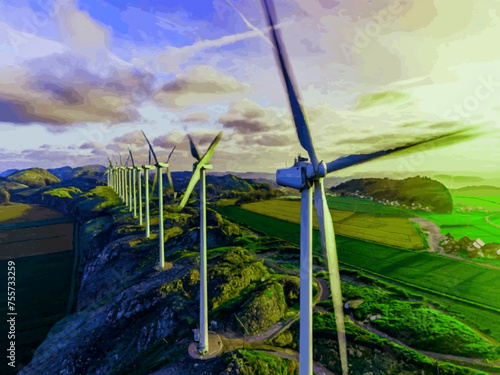 Beautiful Wind Turbines With Sunset In Thailand wind turbines in the Oiz Eolic Park 