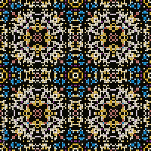 Vintage ukrainian pattern, Palestinian colored carpet. Rich ornament for fabric design, handmade, interior decoration, textiles.