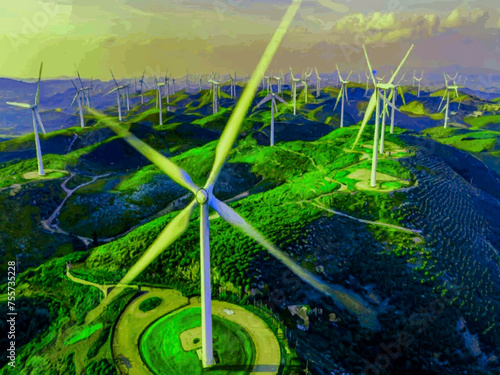 Beautiful Wind Turbines With Sunset In Thailand wind turbines in the Oiz Eolic Park 