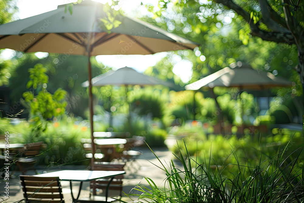 beautifulcafe park background with sky out of focus