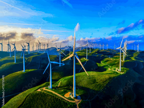 Beautiful Wind Turbines With Sunset In Thailand wind turbines in the Oiz Eolic Park 