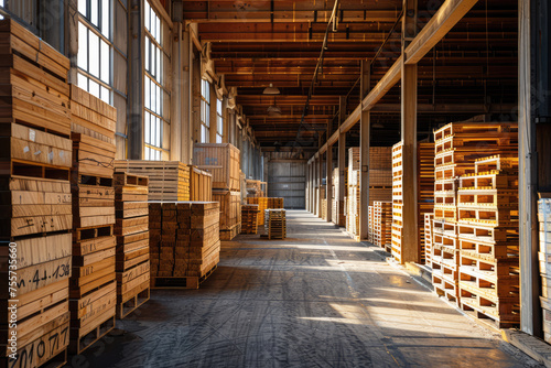 Wallpaper Mural A warehouse full of wood pallets and lumber Torontodigital.ca