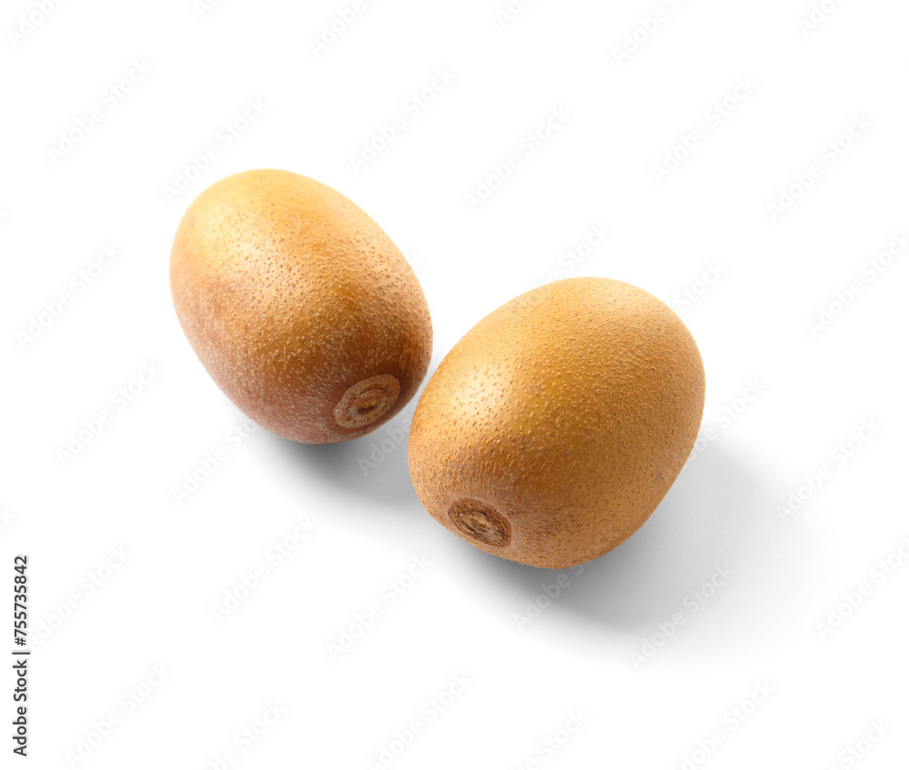Two whole ripe golden kiwi isolated on white background Two whole ripe golden kiwi isolated on white background