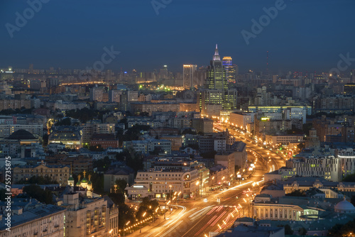 Residential buildings, Garden Ring road at summer night in Moscow, Russia