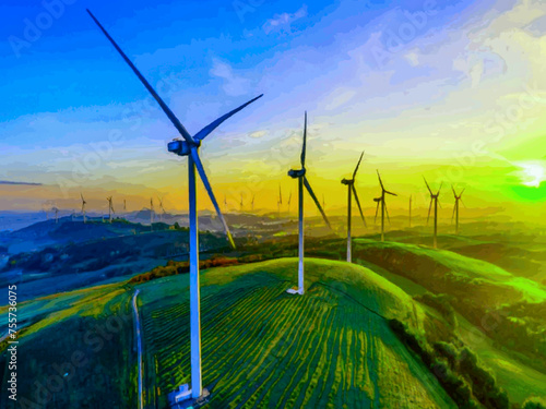 Beautiful Wind Turbines With Sunset In Thailand wind turbines in the Oiz Eolic Park 