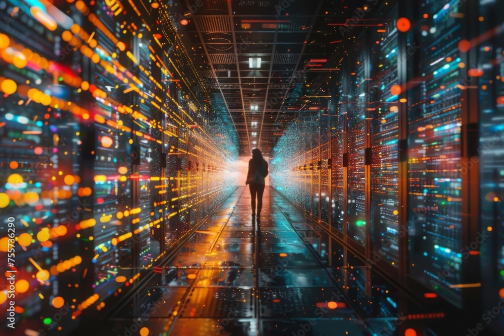 IT Engineer in big database server center office. High Speed Data Transfer. Server Transfer. Technology Science Breakethrough. Progress. Innovation Concept. IT Engineer in big database server center office. High Speed Data Transfer. Server Transfer. Technology Science Breakethrough. Progress. Innovation Concept.