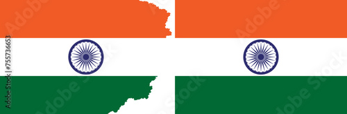 Indian flags vector. Standard and with ragged edges