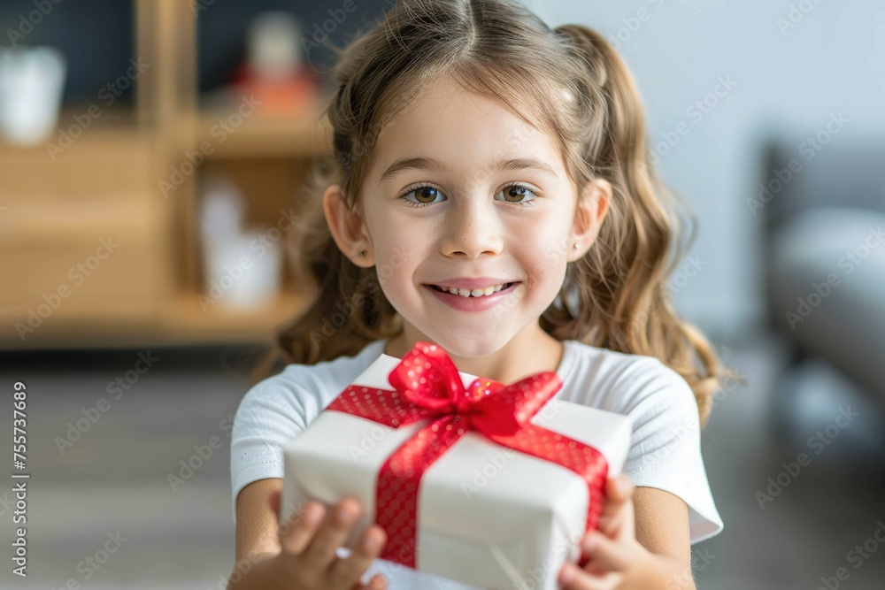 happy blonde girl, holding her gift box, happy blonde girl, holding her gift box,