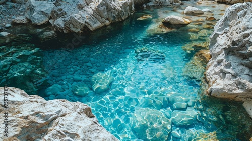 Large Pool of Water Surrounded by Rocks © Media Srock