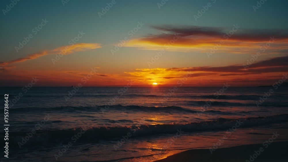 Golden Horizon: Captivating Sea Sunset. Oceanic Serenity: Mesmerizing Sunset Glow