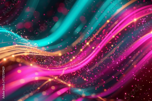 abstract futuristic background with gold PINK blue glowing neon moving high speed wave lines and bokeh lights. Data transfer concept Fantastic wallpaper. 