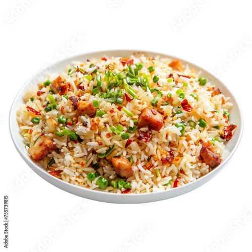 rice with chicken on transparent background