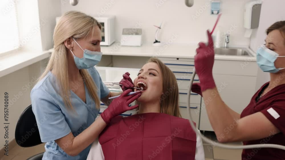 Oral examination, Tooth decay, Tooth diagnosis. Doctor is keen to