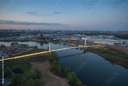 Wallpaper Mural Suspended footbridge Pavshinskaya floodplain evening in Krasnogorsk, Russia Torontodigital.ca
