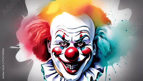 Sinister looking clown. Mask of a Clown. Evil, bloody clown. A creepy evil vampire clown.