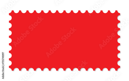 Postage stamp blank with perforated border. Paper postcard of square shape. Template mail postage for post delivery envelope, paper mark. Mockup post stamp. vector illustration eps10  photo