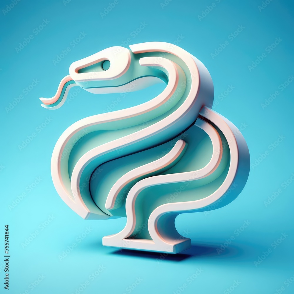 3D Icon of Snake and Spade Symbol. Soft shapes 3D illustration with delicate pastel colors. 3D Icon of Snake and Spade Symbol. Soft shapes 3D illustration with delicate pastel colors.