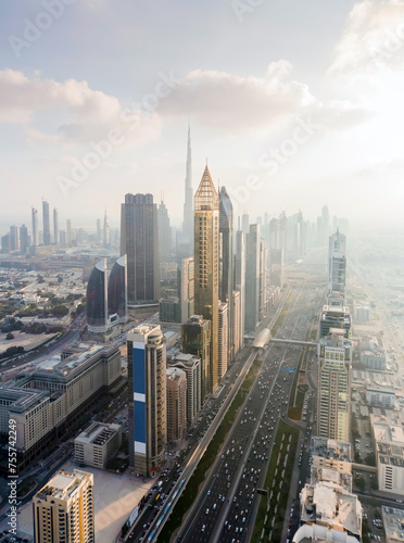 Sheikh Zayed highway, Rose Rayhaan by Rotana, Ahmed Abdul Rahim Al Attar Tower in Dubai, UAE