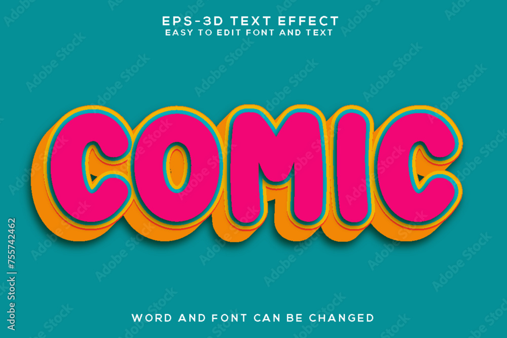 Comic editable 3d text effect  - obrazy, fototapety, plakaty 