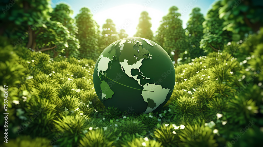Earth in the forest, Earth day, environmental protection, renewable energy Earth in the forest, Earth day, environmental protection, renewable energy