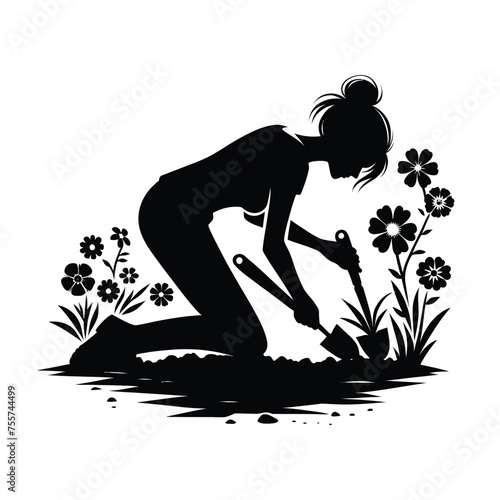 Woman Gardening Silhouette