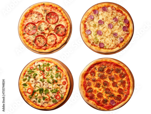 pizza collection set isolated on transparent background, transparency image, removed background