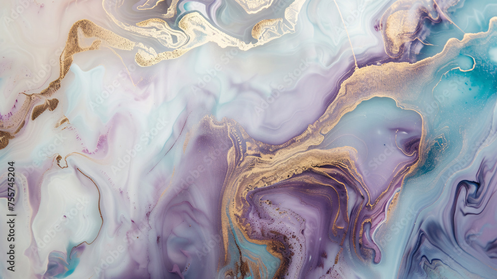 Abstract background with gold fluid turquoise and lavender colors