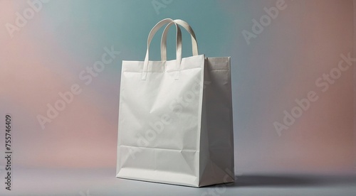 Blank Canvas 3D Paper Shopping Bag Isolated on White Background