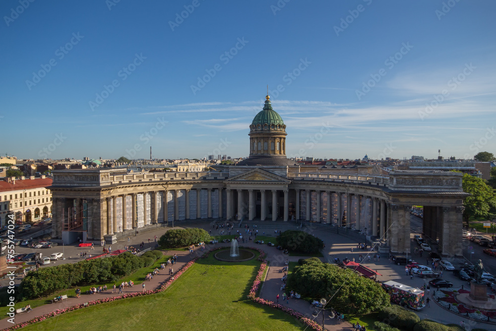 Kazan Cathedral on Nevsky Prospect in St. Petersburg, Russia at summer