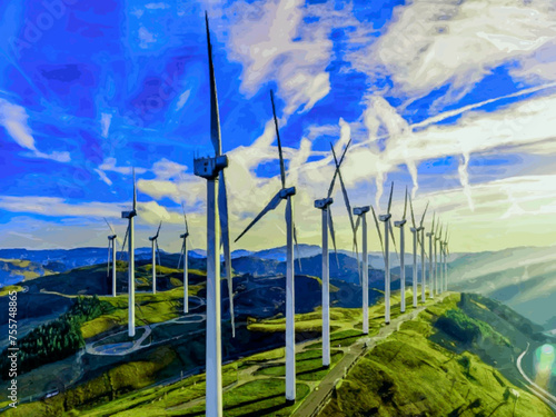 Beautiful Wind Turbines With Sunset In Thailand wind turbines in the Oiz Eolic Park