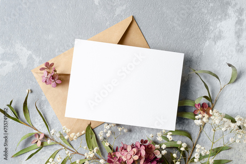 Wallpaper Mural Wedding invitation card mockup with envelope and trendy flowers decor Torontodigital.ca