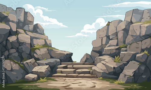 stairs made of rocks asset vector flat isolated vector style illustration