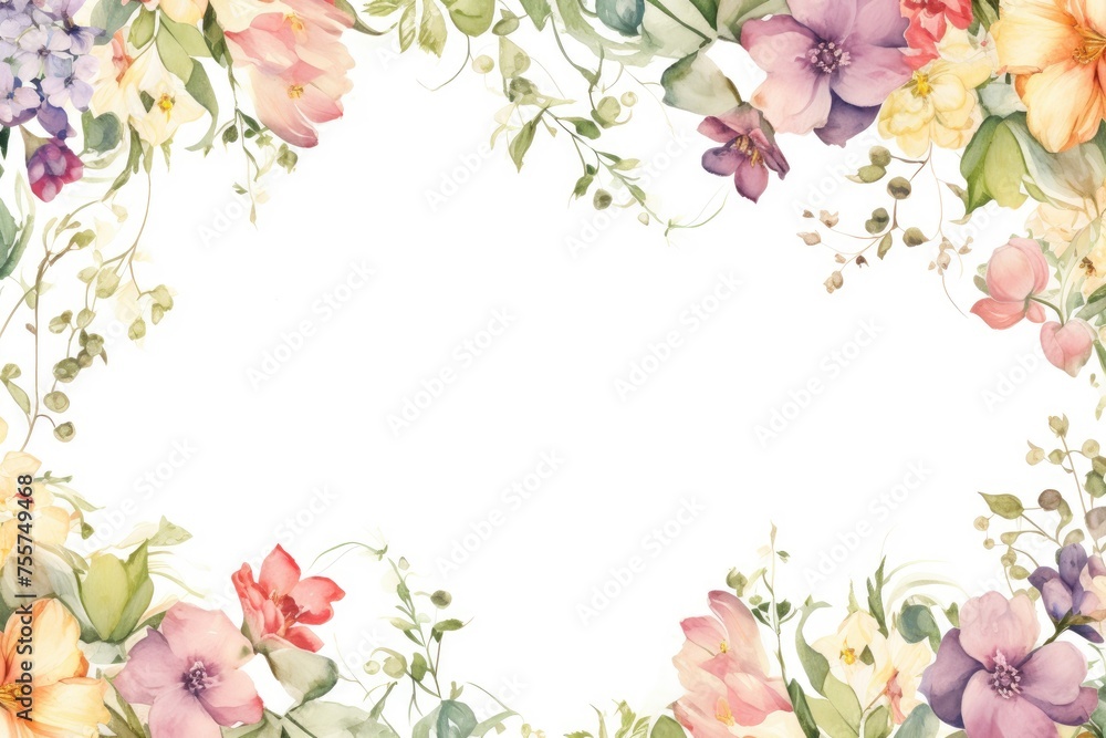 Naklejka premium A background of watercolor flowers with a clean area for text