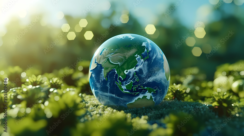 The green earth in the middle of the green forest represents nature, shows love for nature and protects the environment The green earth in the middle of the green forest represents nature, shows love for nature and protects the environment