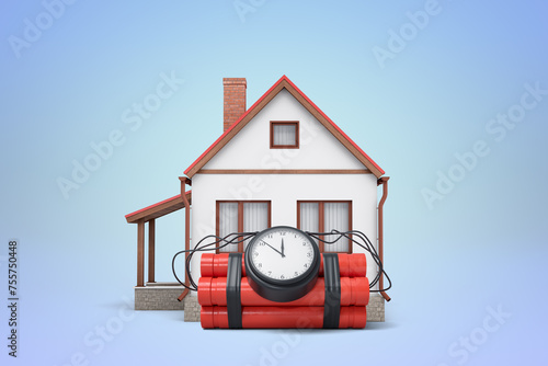 Time bomb attached to house symbolizes risk