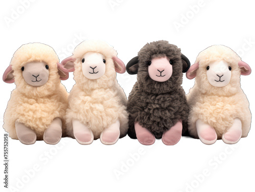 sheep stuffed animal collection set isolated on transparent background, transparency image, removed background © transparentfritz
