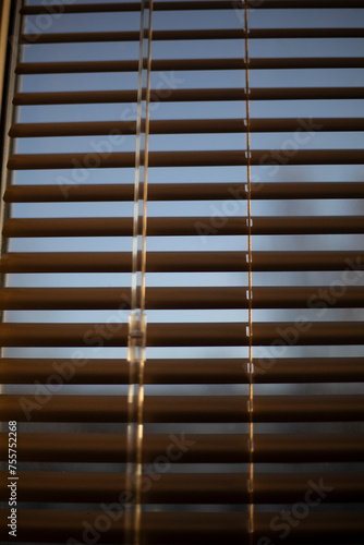 Light through the blinds. Window details. Interior of the apartment.