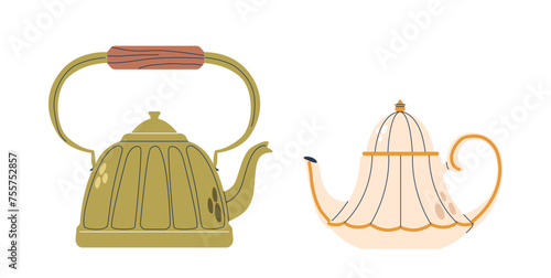 Retro Teapots or Kettles in Nostalgic Style Designs, Feature Vibrant Colors, Sleek Lines, And A Playful, Vintage Charm