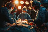 Surgical team performing operation in hospital operating room.