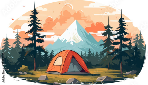 camping vector flat minimalistic isolated illustration